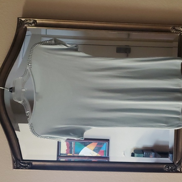 LIKE NEW! Express pastel blue with rhinestone detail light rayon knit sweater. - Picture 5 of 7